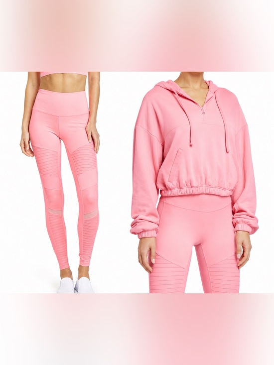 ALO Yoga Pants - Alo Yoga Macaron Pink Set – XS
Stadium Half Zip Hoodie + Moto Leggings